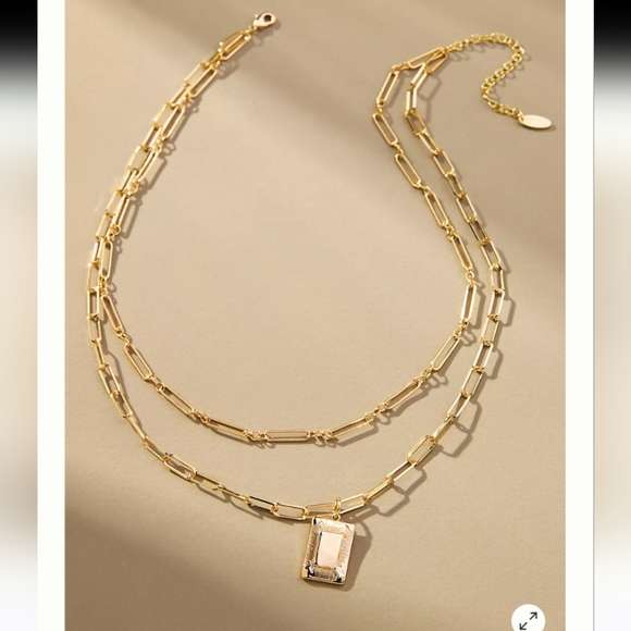 Anthropologie Jewelry - Anthro Rectangle Charm Layered Necklace